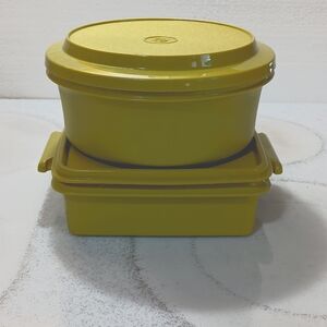 Vintage Square Away and Seal N Serve  Green Tupperware with lids